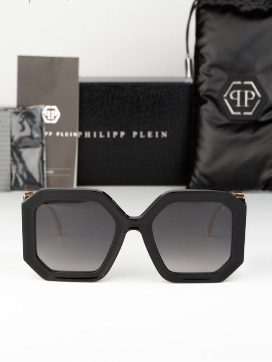 Philipp Plein Women Sunglasses Black Grey Grad Square SPP067 0700 NEW AUTHENTIC main image 13
